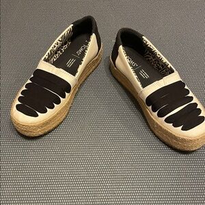 Toms Black and Cream Espadrilles